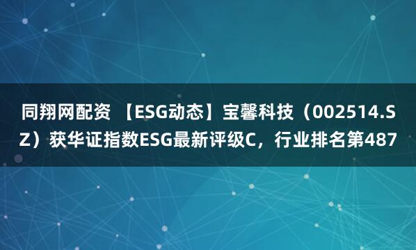 同翔网配资 【ESG动态】宝馨科技（002514.SZ）获华证指数ESG最新评级C，行业排名第487